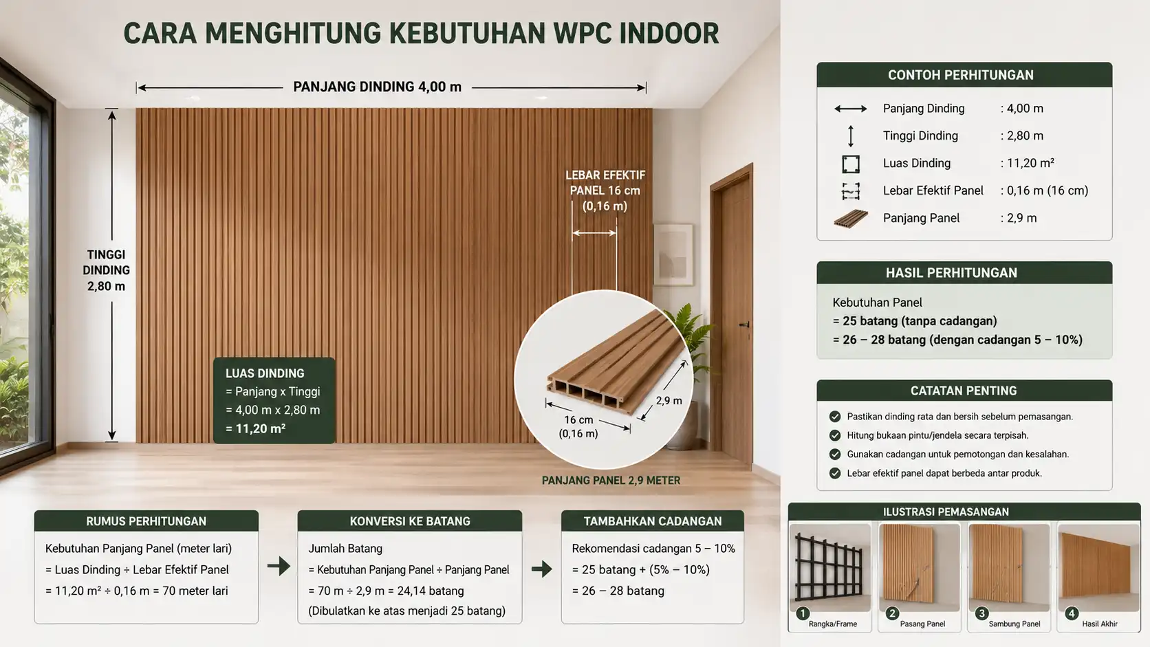 Cara menghitung kebutuhan panel WPC indoor